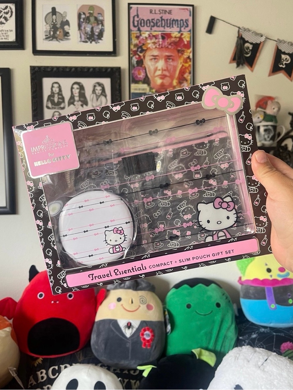 Hello Kitty Black & Pink Travel Essentials Pouch Set
